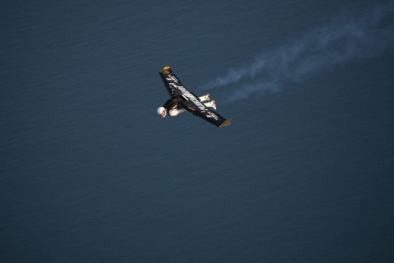 Pilot Yves Rossy flying his wing