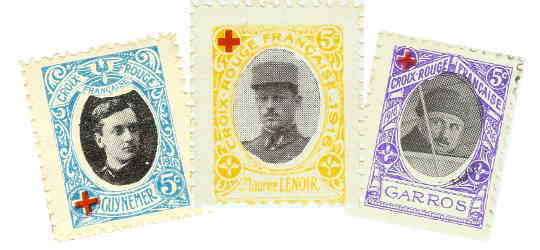 GUYNEMER, LENOIR, GARROS – 1916 stamps